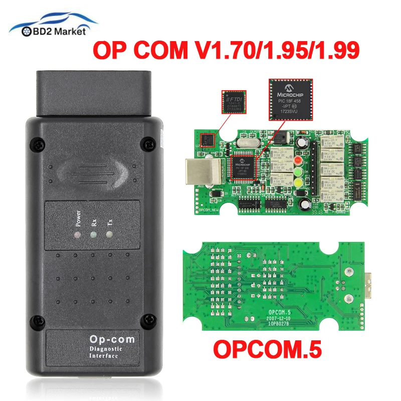 Диагностический сканер OBD2 для Opel OPCOM V1.99 PIC18f458 FT232RQ OP COM V1.70 V1.95 может быть обновлено