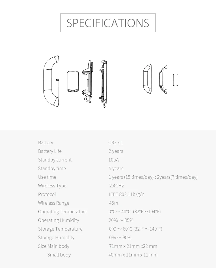 WiFi Smart Home Door Window Sensor APP Notification Alerts Security Detector Compatible With Echo Google | Электроника