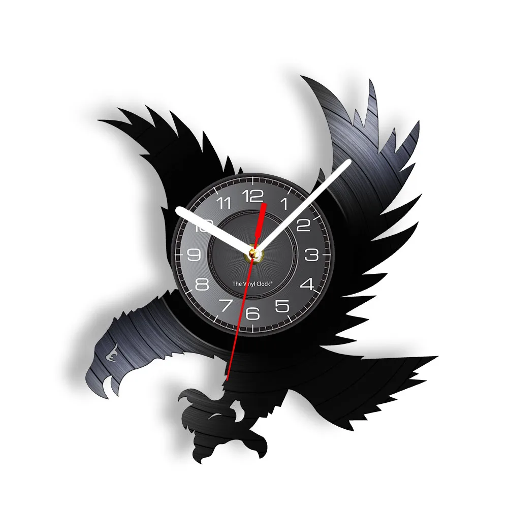 Bald Eagle Bird Сraft Wall Clock Vinyl Record Album Shadow Art Wall Clock Wildlife Bird Vinyl Disk Craft Nature Lover Home Decor