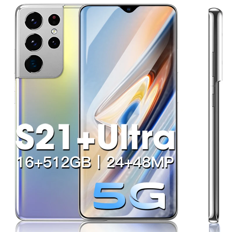 Tel&eacute;fono Inteligente S21 Ultra versi&oacute;n Global, m&oacute;vil 5G, 16 + 512GB, 24 + 48MP, 10 n&uacute;cleos, Android 10, 6800mAh, para juegos, identificaci&oacute;n facial-0
