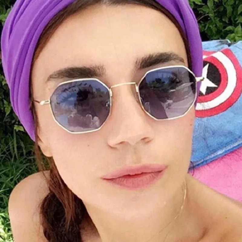 

Hexagonal Sunglasses Woman 2020 New Fashion Luxury Design Metal Frame Sun Glasses Vintage Ocean Lens Shades Oculos Feminine