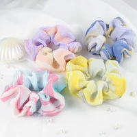 summer chiffon pleated dyed large scrunchies elastic rubber hair band women girls fold ponytail holder haadband hair accessories