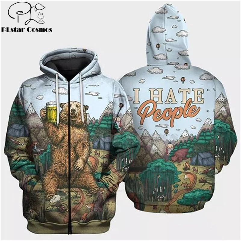 Худи мужское в стиле Харадзюку Свитшот унисекс с объемным рисунком охотничьего