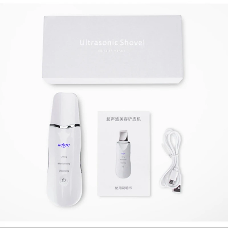 

Ultrasonic Face Cleaning Skin Scrubber Spatula Peeling Shovel Pore Cleaner RF EMS LED Anti Aging Facial Massager Beauty