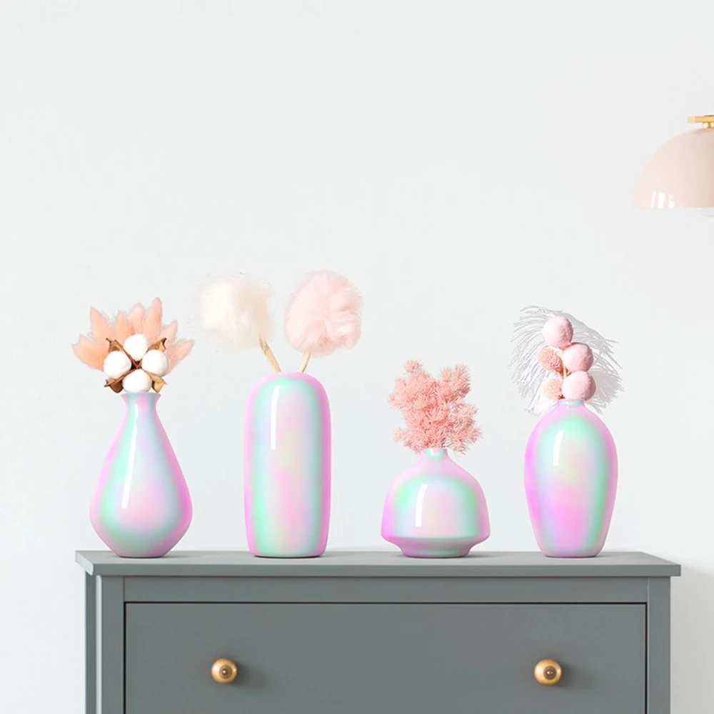 B LIFE блестящие Керамика ваза для цветов набор из 4 домашнего декора Гостиная столешница офисного стола