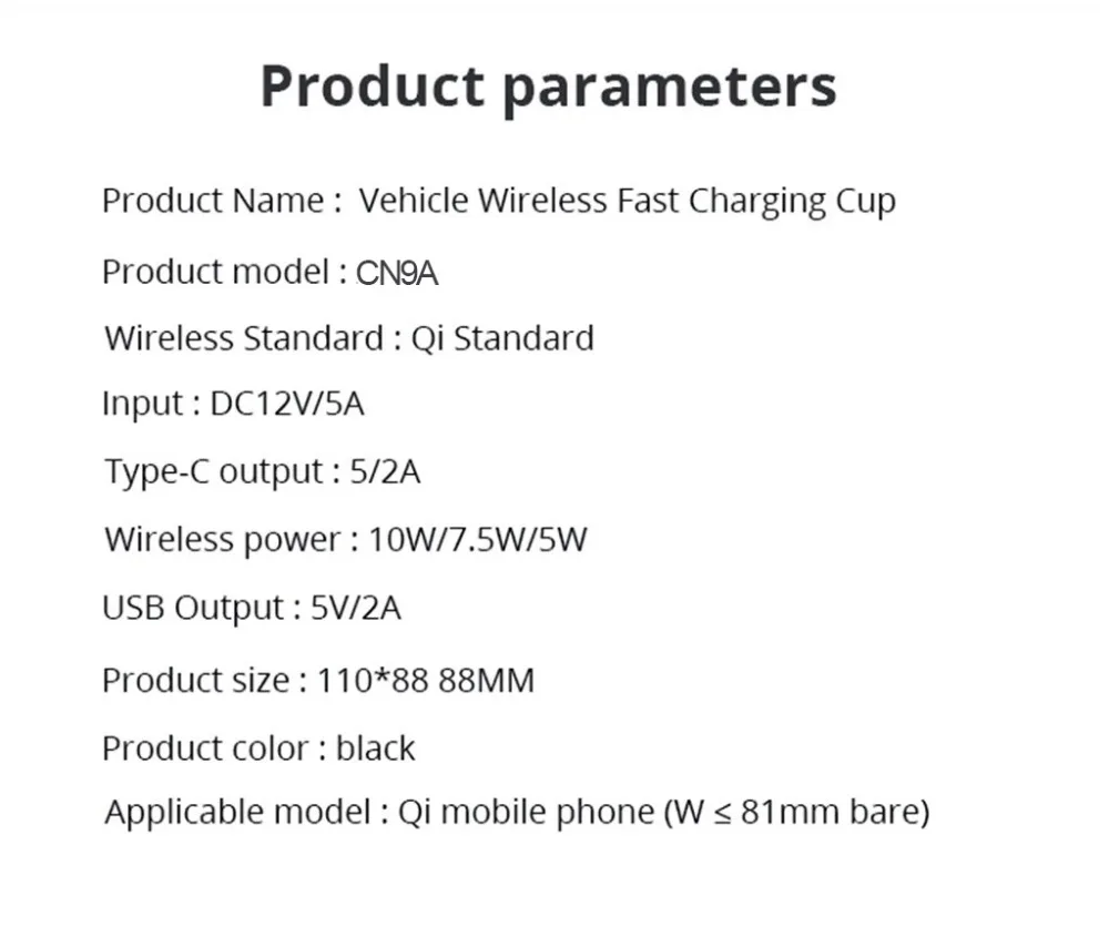 696 CN9A QI автомобильное беспроводное зарядное устройство с usb-выходом 10 Вт Быстрая зарядка для iPhone/XR/XS Max зарядное устройство для airpods