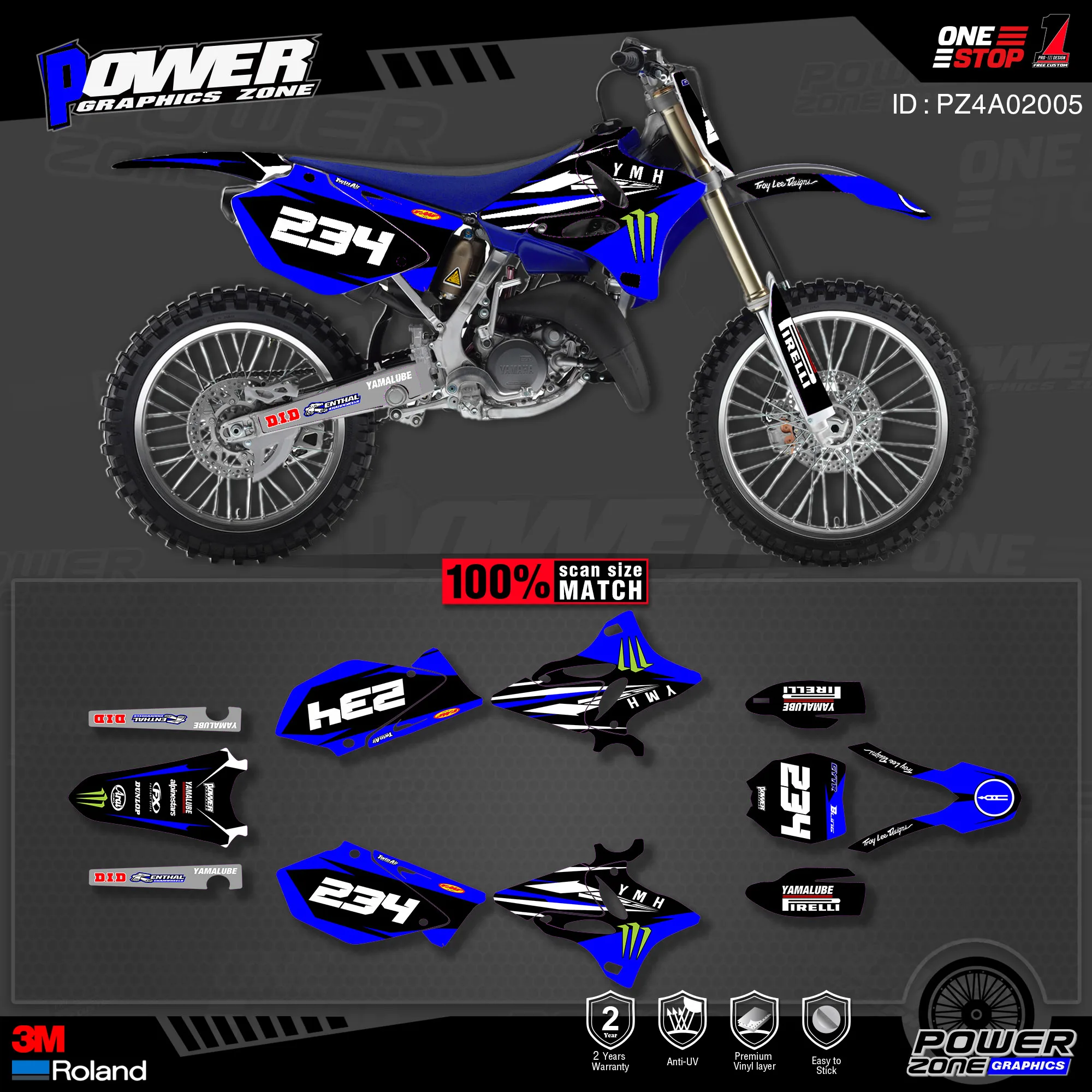 Набор наклеек PowerZone для YAMAHA 2002-2014 YZ125 YZ250 005 3 м | Автомобили и мотоциклы