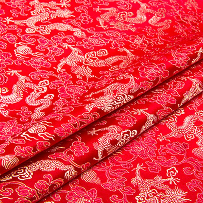 50*150cm Retro Style Dragon Pattern Brocade Satin Fabric For Cheongsam Kimono Sewing Bag Handmade Patchwork Fabric images - 6