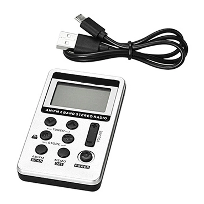FM/AM радио Двухдиапазонный портативный Перезаряжаемый с цифровым дисплеем и