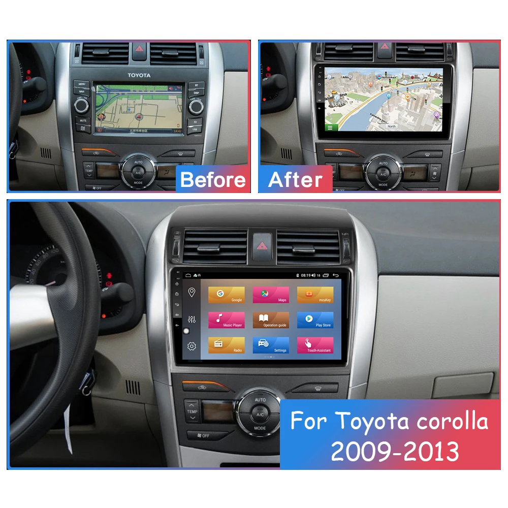 

Android 10.0 Navigation Car GPS For Toyota Corolla 2009-2013 Auto Stereo radio DVD Multimedia Player Hifi Wifi Bluetooth