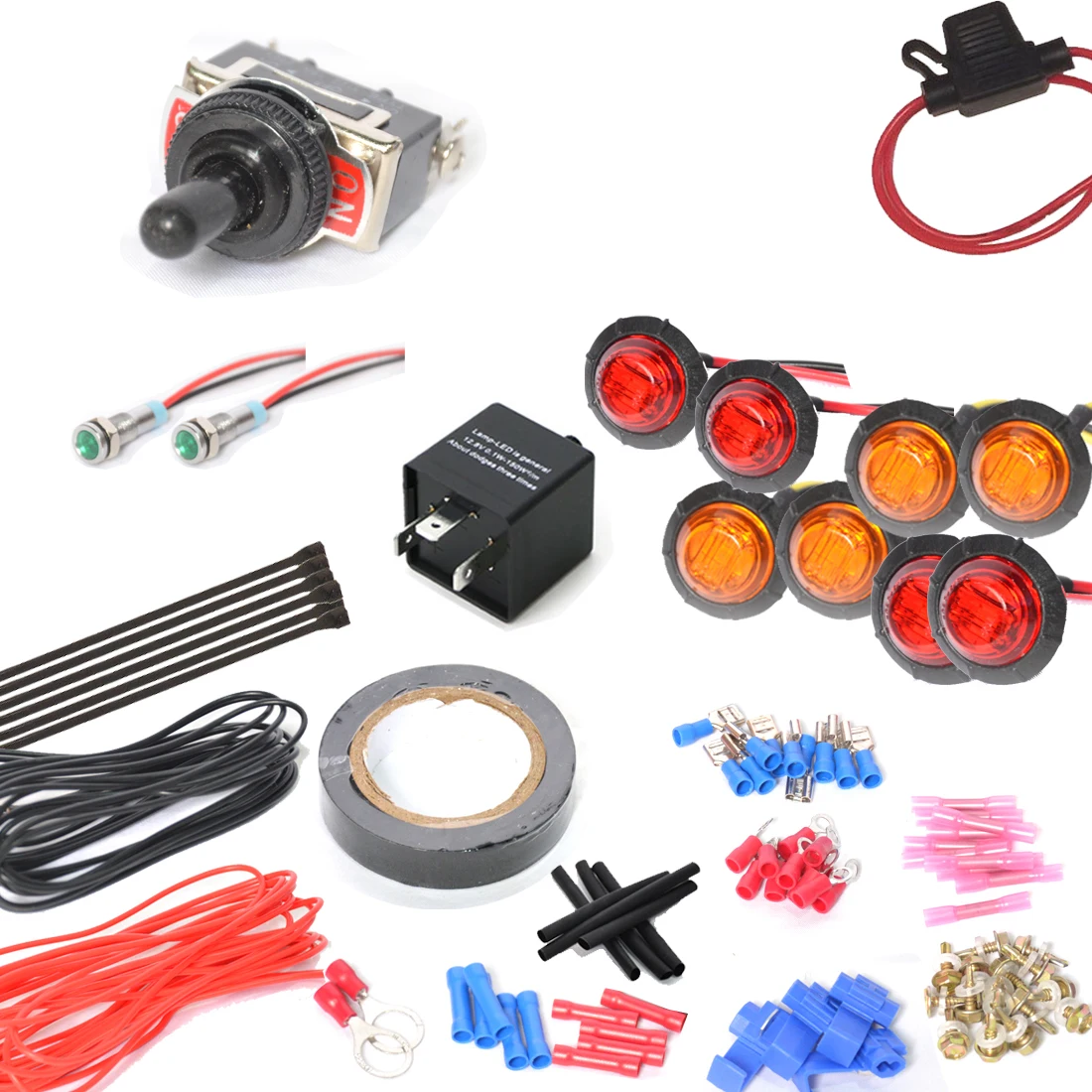 

UTV/SXS/ATV Turn Signal Kit w/8 LED Round Light for Polaris Range -Toggle Switch