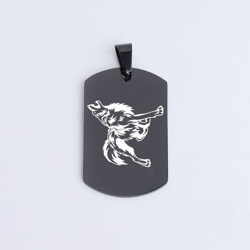 

Fnixtar 20Pcs/Lot 40*24mm Hollow Rectangle Blank Laser Wolf Charms Mirror Polish Stainless Steel Charms For DIY Making Necklaces