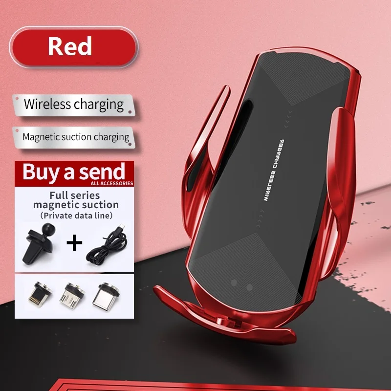 

Q2 Car Wireless Charger Auto Magnetic Fast Charging Infrared Induction Switch Phone Holder with 3 Magnetic Heads for All Phones