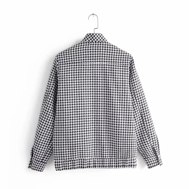 Женская твидовая куртка винтажная клетчатая в стиле гусиные лапки с карманами