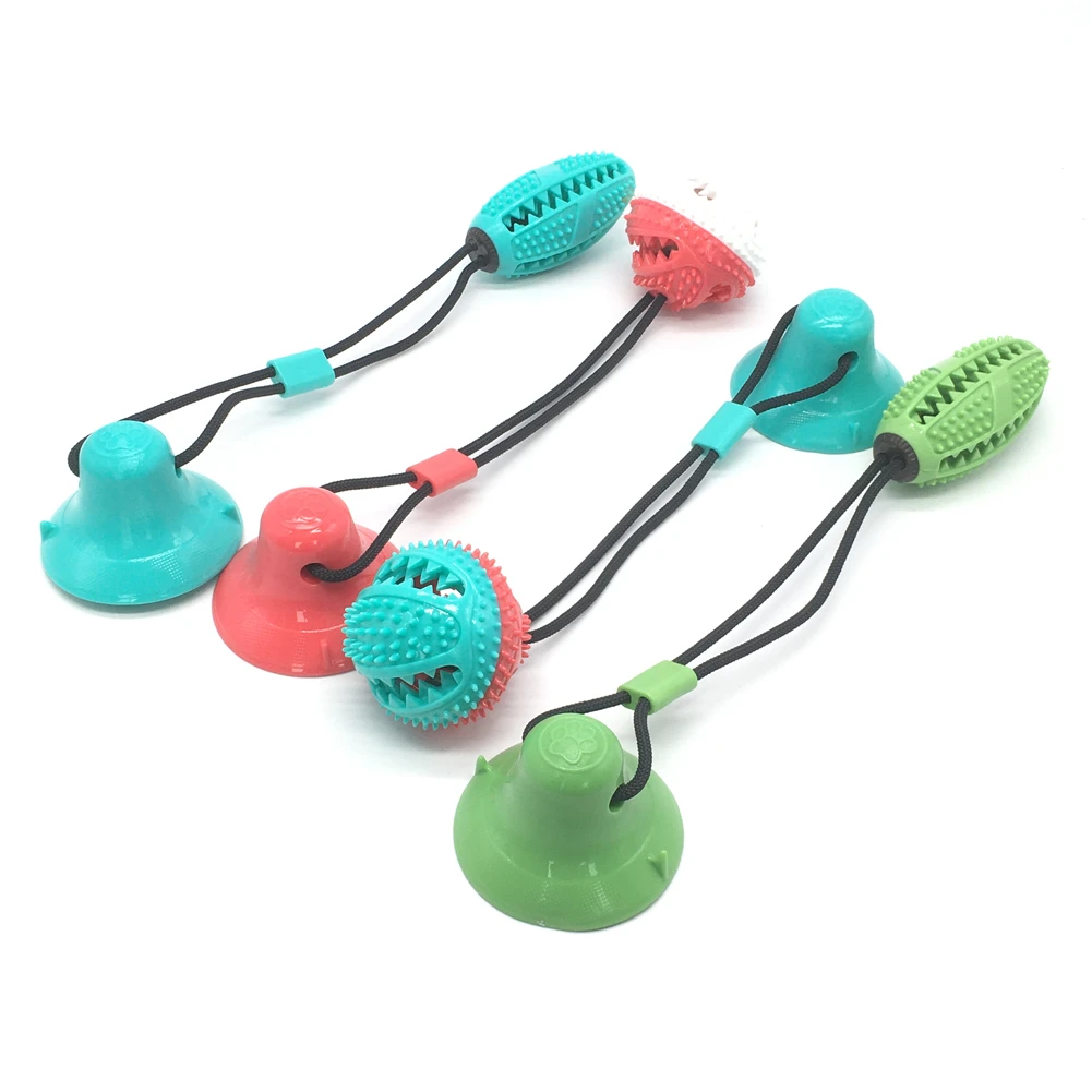 

Dog Toys Silicon Suction Cup Tug Interactive Dog Ball Toy For Pet Chew Bite Tooth Cleaning Toothbrush Feeding Pet Supplies