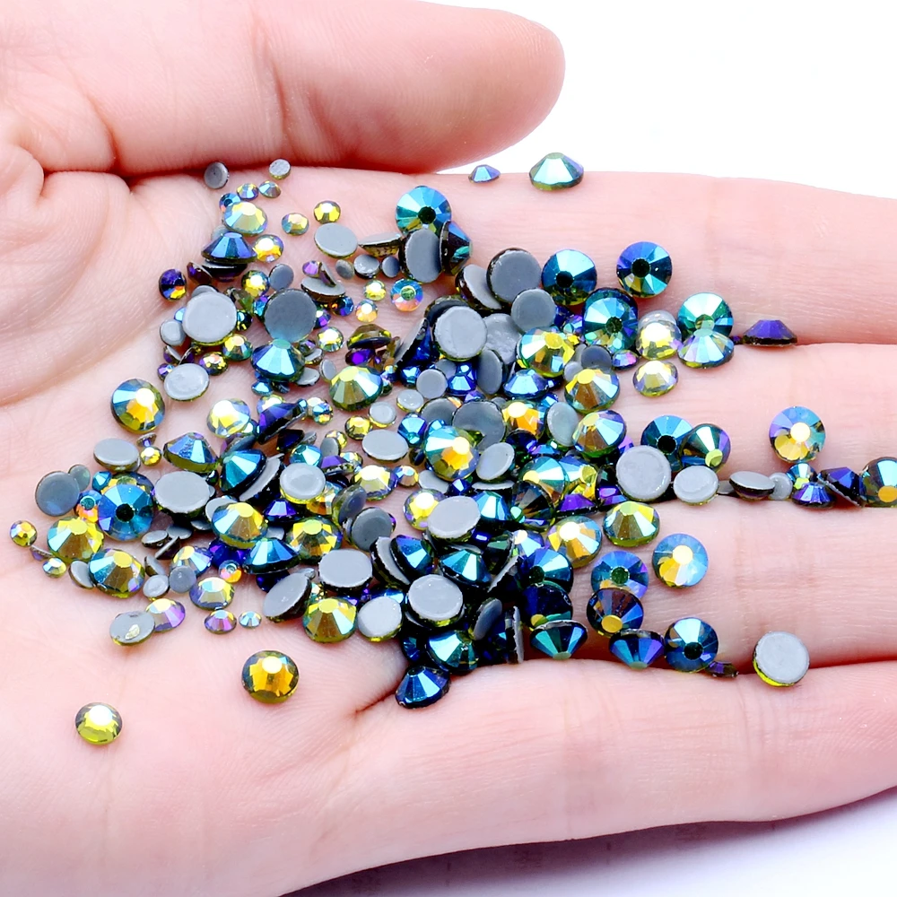 Оливковый/оливково AB горячей исправить Flatback Стразы блестящие стразы гладить на