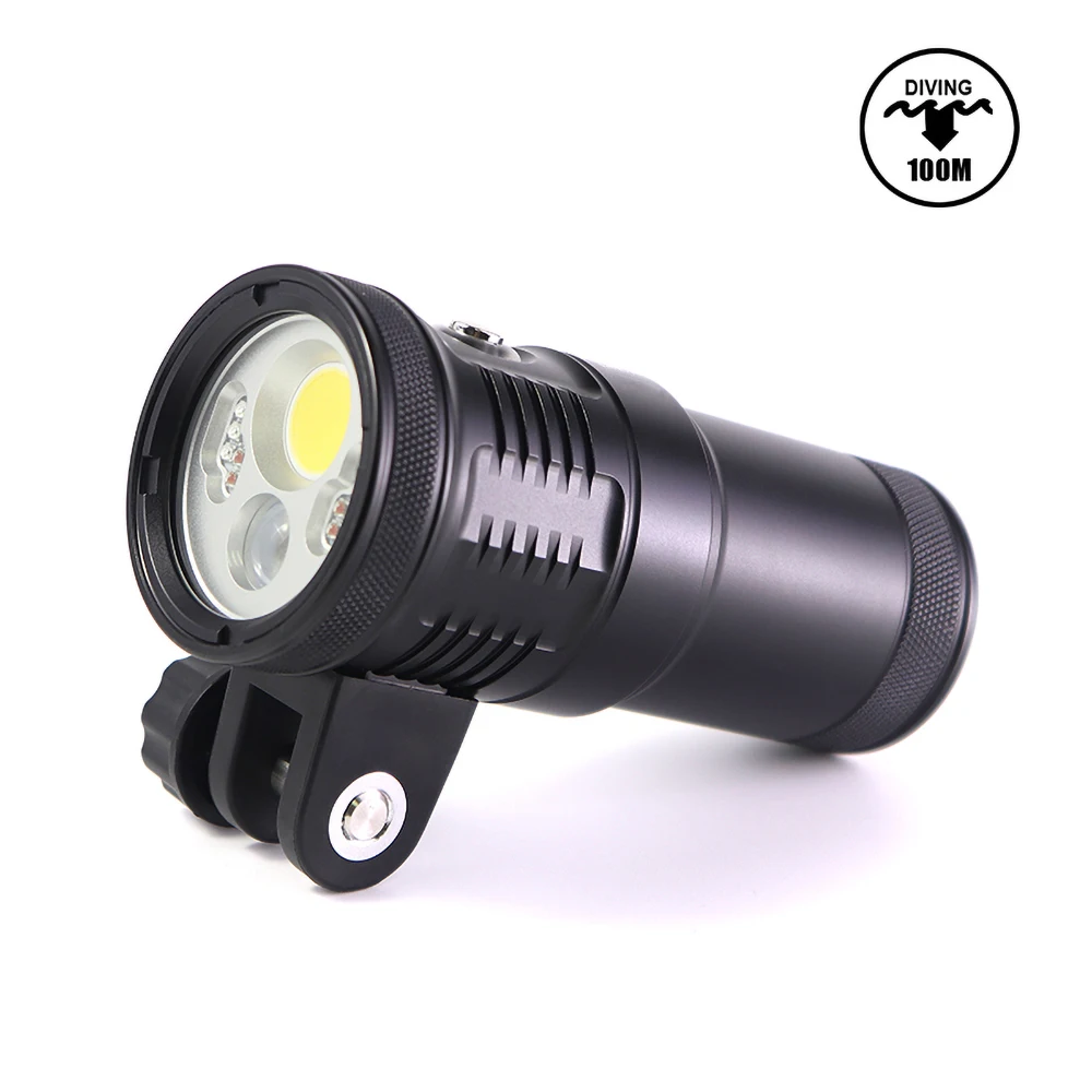 Скидка PowerKAN 4000 люмен ультра-яркая подсветка с подводный светильник IP68 степень водонепроницаемости многоцветный светильник регулируемый фонарик ...