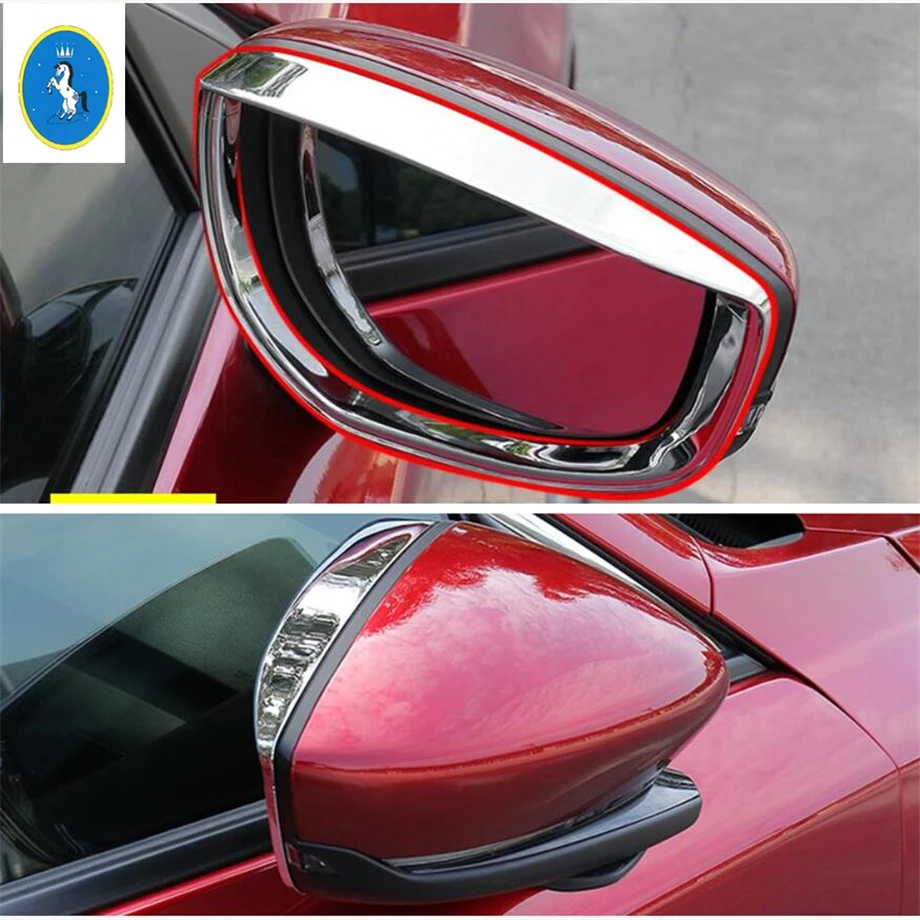 

Chrome Door Rearview Mirror Rain Eyebrow Shade Rainproof Frame Cover Trim Fit For Mazda 3 2019 - 2022 Exterior Accessories