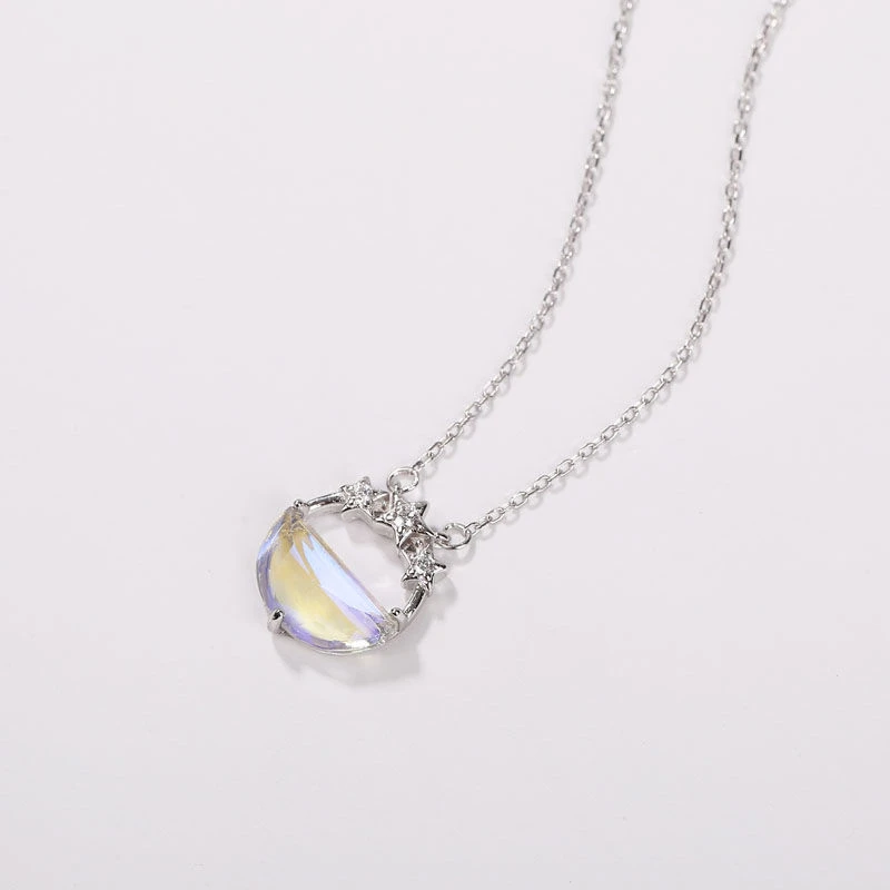 

Gentle Glaze Colored Moon Pendant Necklace for Girl Women Making Jewelry As Women's Accessories Wholesale 2021