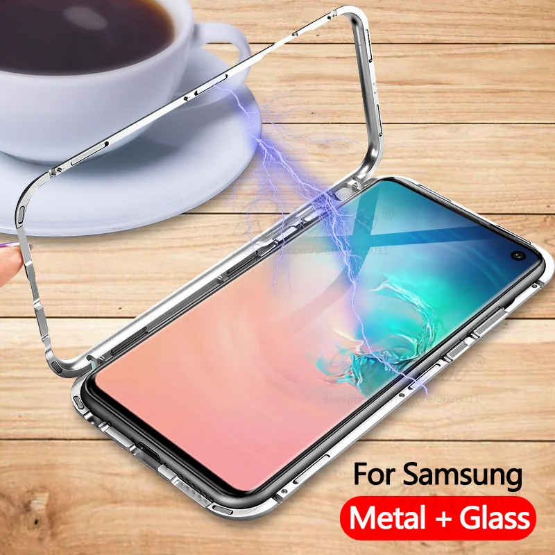 Роскошный металлический магнитный чехол из закаленного стекла для samsung Galaxy note 10