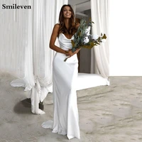 smileven beach mermaid wedding dress 2020 boho appliques spaghetti straps vestido de noiva sweep train bridal gowns
