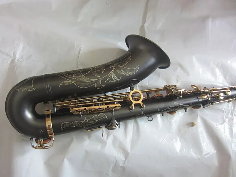 Профессиональный новый тенор саксофон матовый черный золотой ключ мундштук