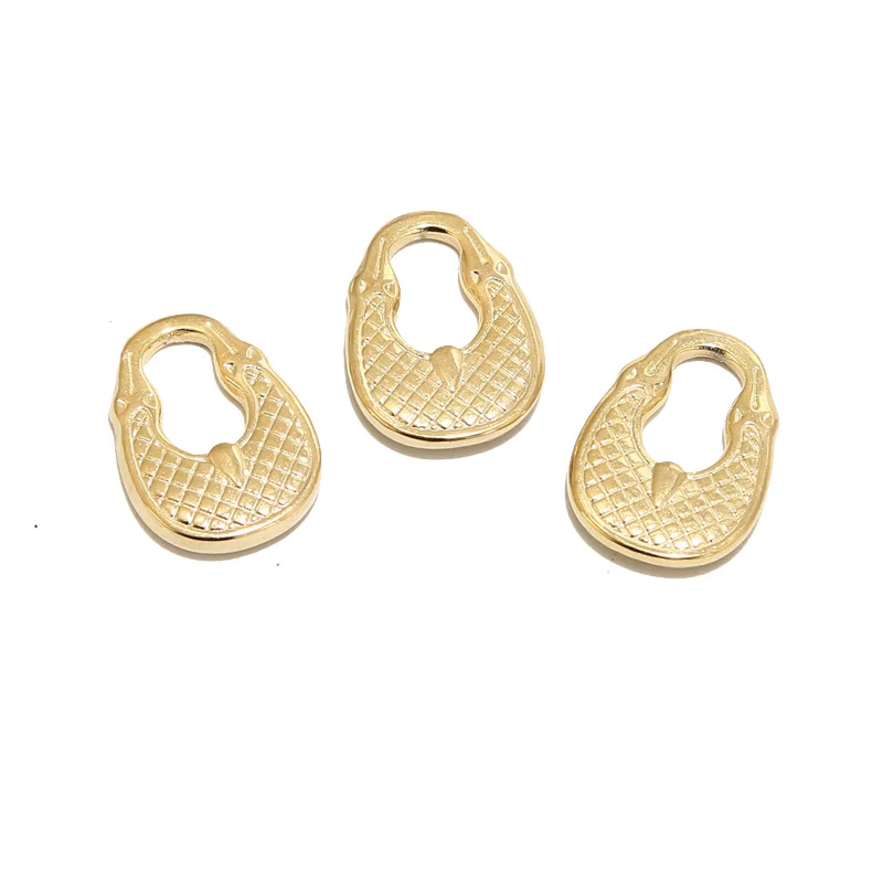 

10pcs Stainless Steel Gold Plated 13*17mm Charm Lock Pendants Connectors for DIY Necklaces Bracelets Jewelry Making Findings