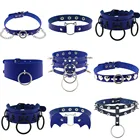 Женское кожаное ожерелье в стиле Харадзюку, пикантное ожерелье из нержавеющей стали с воротником в стиле панк, Круглый чокер, готическое Ювелирное Украшение