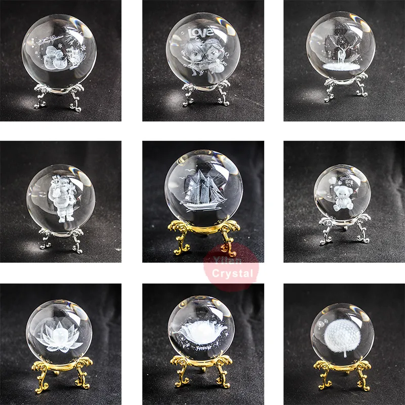 

80 мм Хрустальный шар 3D стекло с лазерной гравировкой хрустальный шар подарок Feng Shui шар для домашнего декора аксессуары декоративный шар Ден...