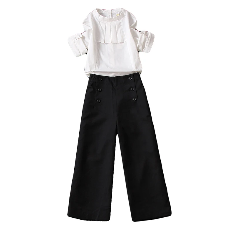 

wide leg women pants 2020 summer new chiffon women blouse and wide leg ankle leg chiffon pant office lady pant suits top quality