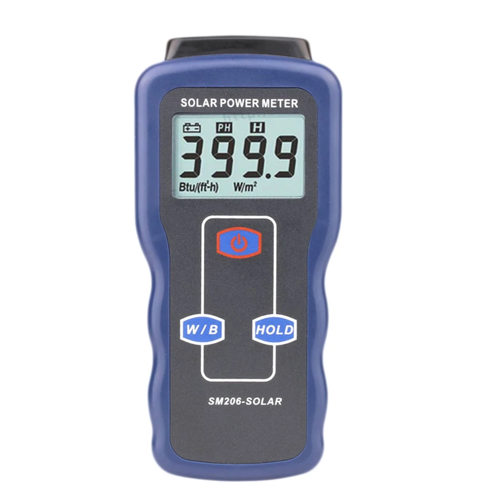 

SM206 High Precision Solar Power Meter Digital 0.1-1999.9 Sun Light Intensity Solar Research Radiation Detector