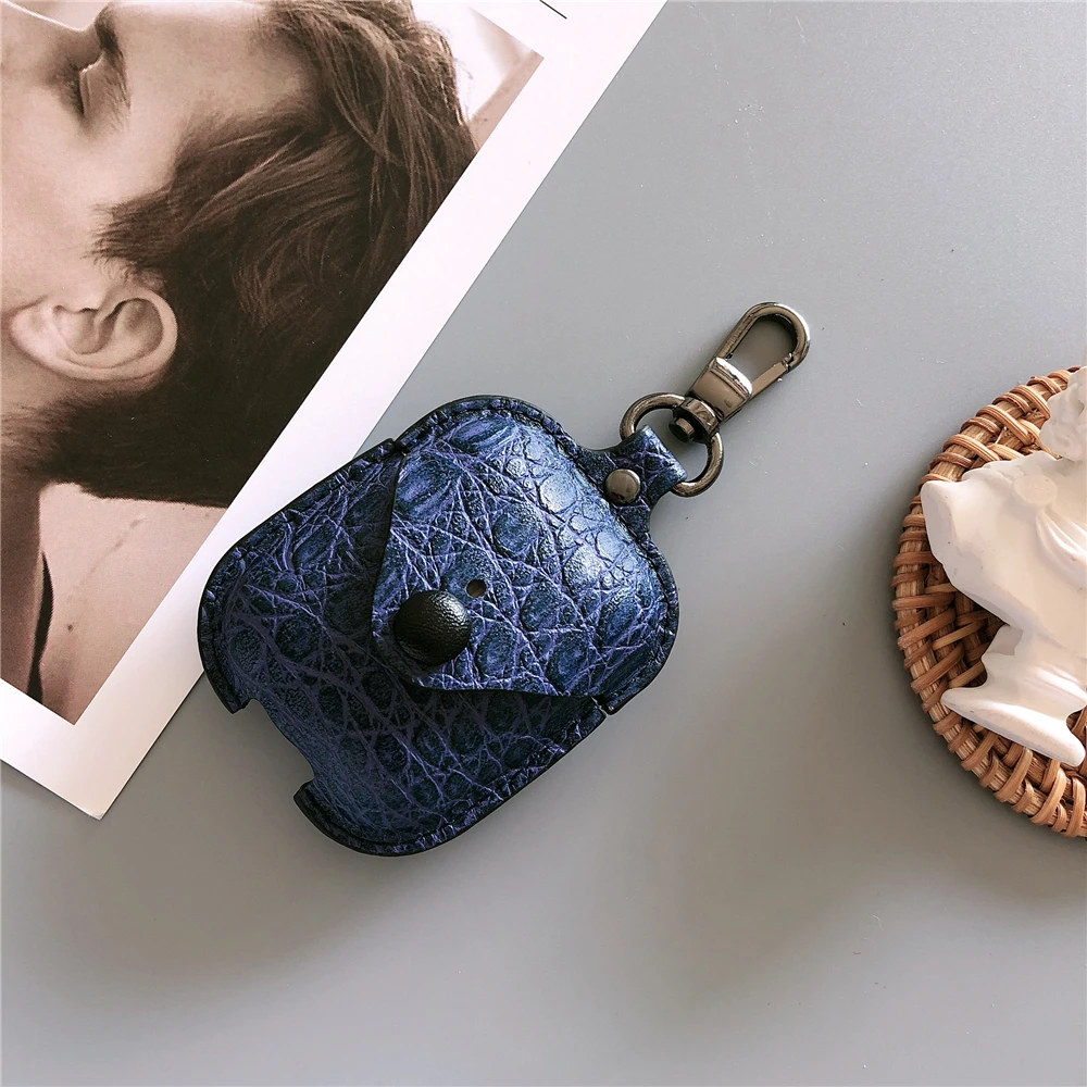 Blue Чехол из крокодиловой кожи для Airpods 1 2 Bluetooth беспроводные наушники ретро PU кожаный чехол для AirPods 1 2 Крышка гарнитура зарядная коробка - Цвет: Blue