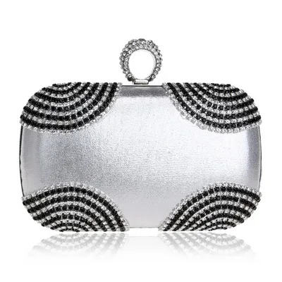 YM1012Silver Бриллианты Для женщин Вечерние сумки цепи плеча Кошелек Сумки одна сторона Стразы вечерние клатч Сумки Свадебная вечеринка кошелек - Цвет: YM1012Silver