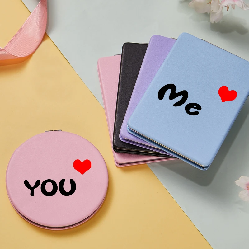 Милые женские Мини зеркала для макияжа парные портативные двухсторонние