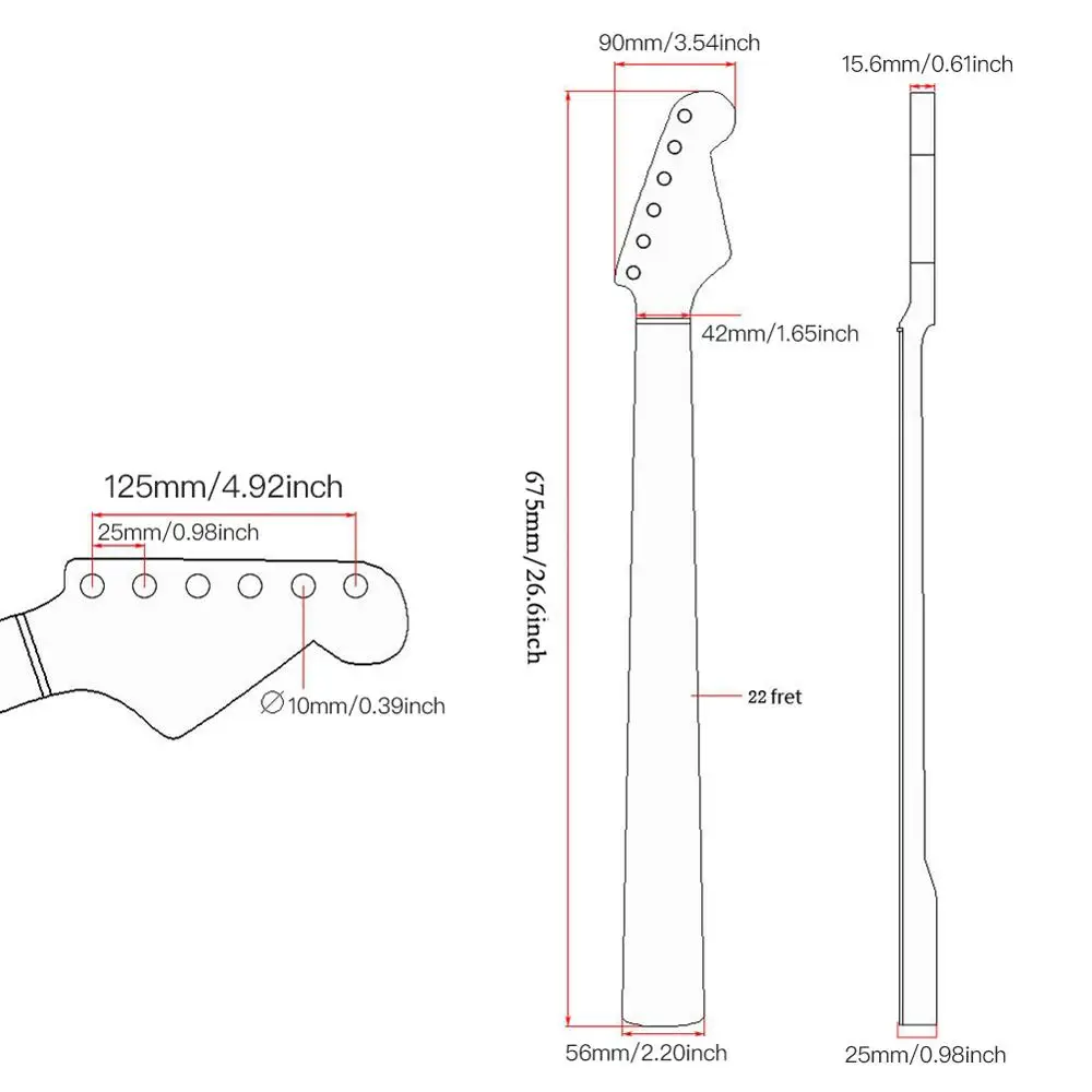 22 лада электрическая гитара Гриф клена палисандр гриф для крыла Strat ST аксессуары