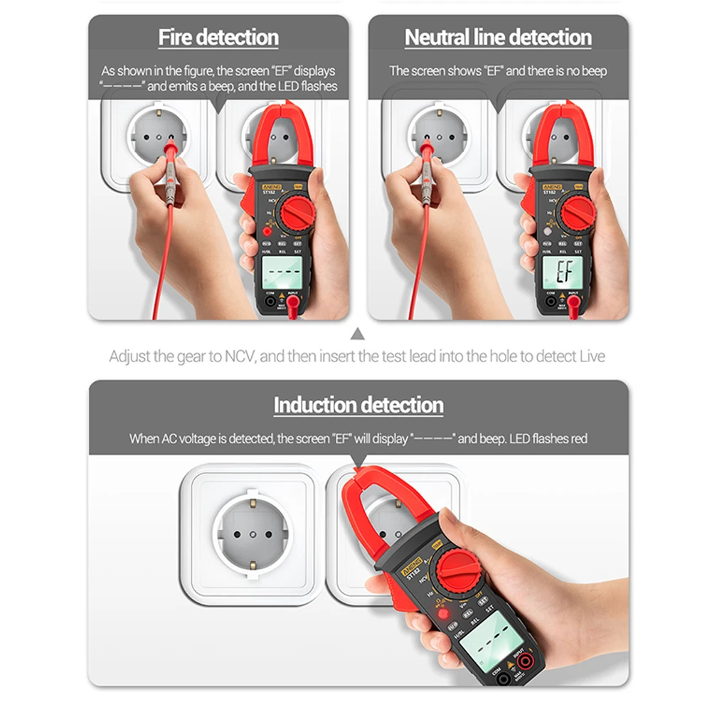 

LCD Display Automatic Range Digital Multimeter Resistance Clamp Meter Data Hold Electrical Accurate Home Current Voltage