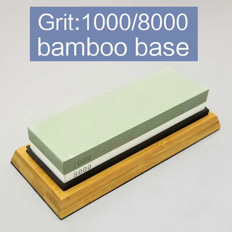 grit1000 8000 bamboo 1 шт. двухсторонний нож камень 2000 3000 5000 8000 точилка для кухонных ножей белый корунд абразивная точилка для ножей точильный камень - Цвет: grit1000 8000 bamboo