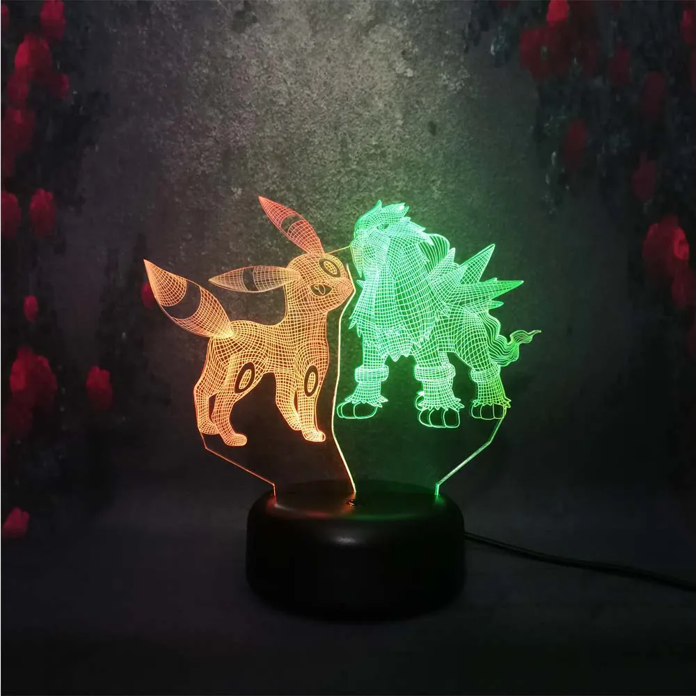 Аниме игры Pokemon Three Holy Beast Pokespawn Umbreon смешанный двойной цвет светодиодный 3d-ночник