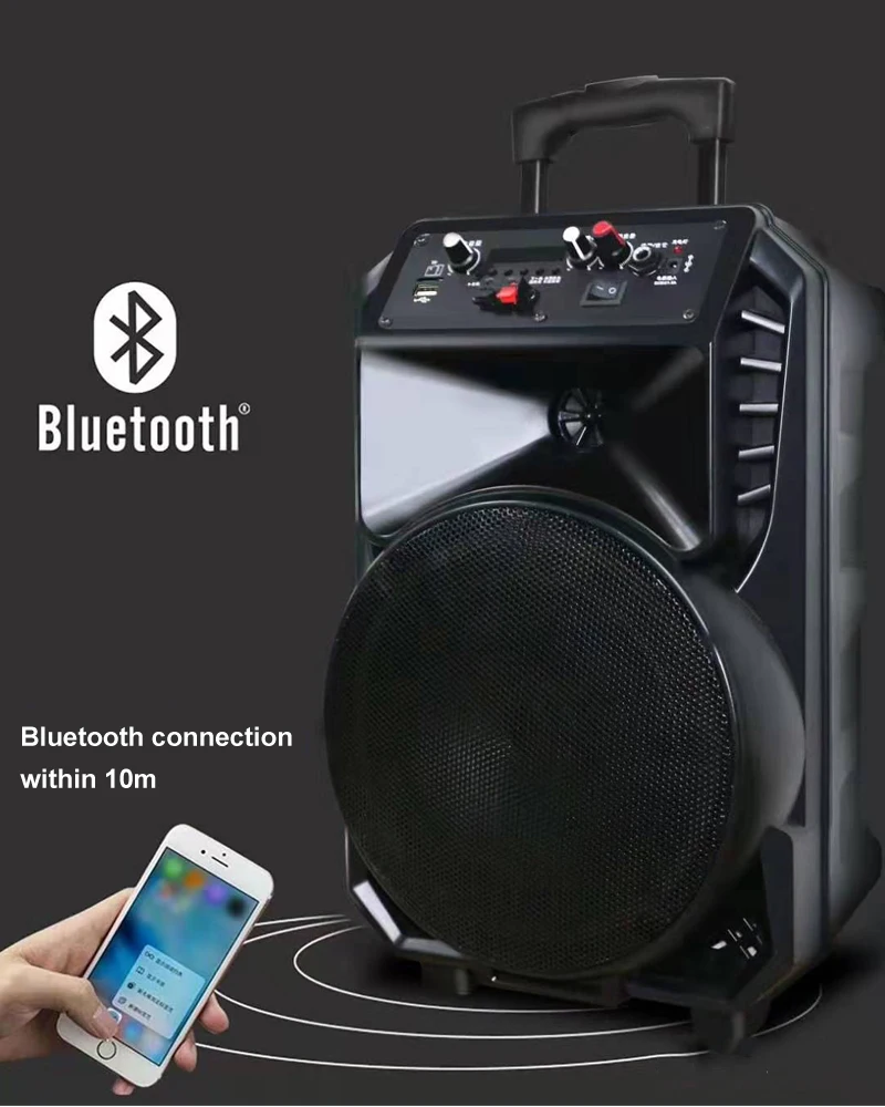 Портативный уличный Bluetooth динамик 8 дюймов беспроводной Высокая мощность большой