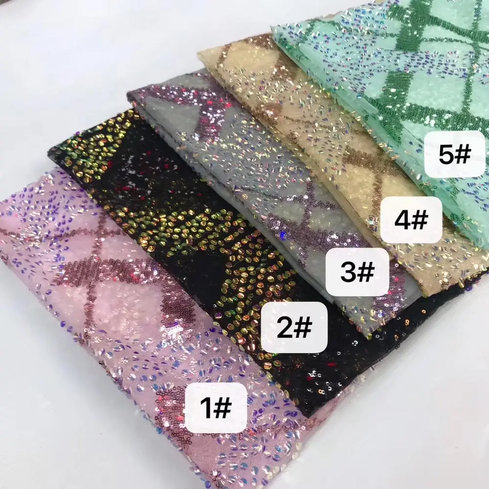 

(5yards/pc) mint green French lace flat and concave sequins embroidered African net lace fabric newest for party dress FJY244