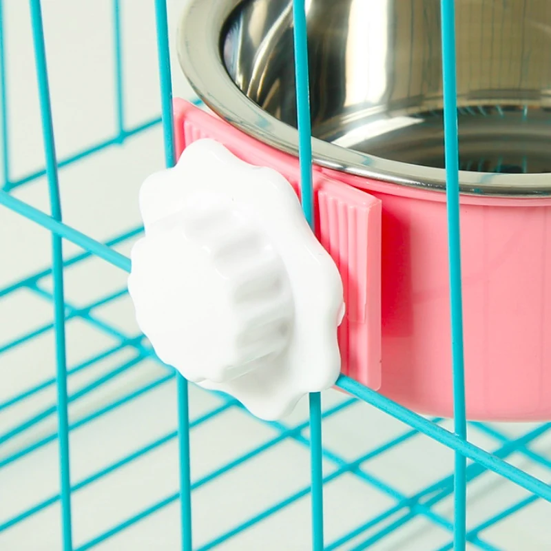 Клетка Настенный Круглый Нержавеющая сталь миска для кошек и собак подача воды