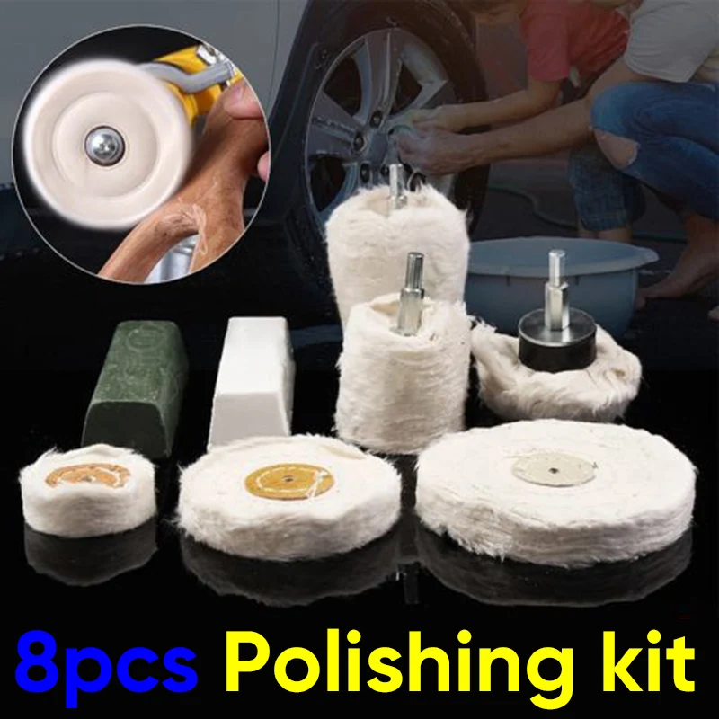 

2020 High Quality 8x Polishing Kit Dome Goblet Cylinder Mop Buffing Wheel Compound Metal Plastic