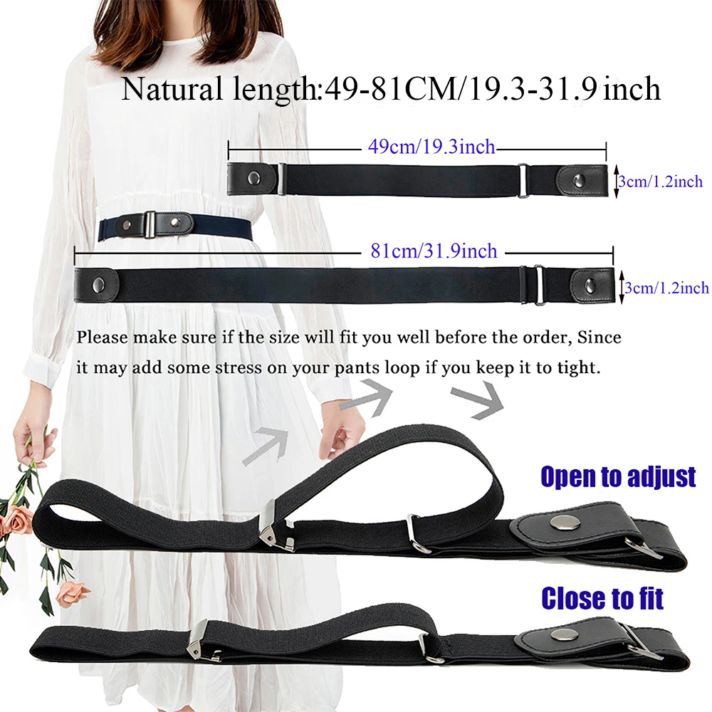 Ремень с пряжкой свободный пояс унисекс эластичный без пряжки регулируемый для