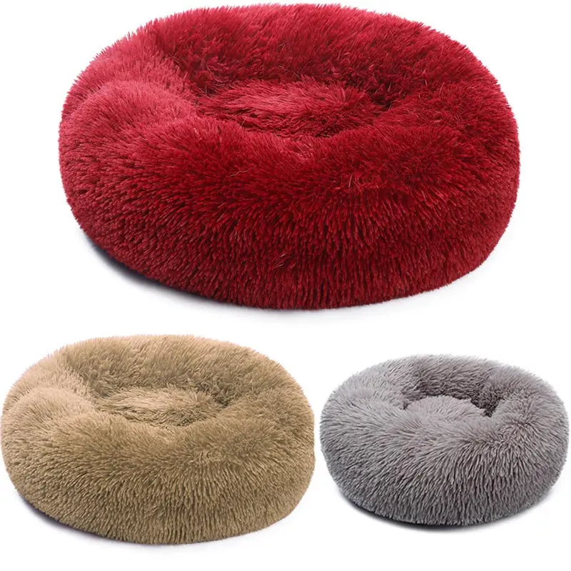

Super Soft Pet Bed Kennel Dog Round Cat Winter Warm Sleeping Bag Plush Puppy Cushion Pad Portable Cat Litter 40cm/50/60cm/70cm