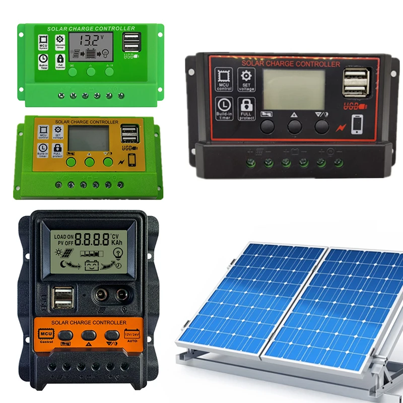 

Dual USB Solar Charge Controller 12V 24V Solar Panel Battery Controller Charger Regulator with Power-Off Memory Function
