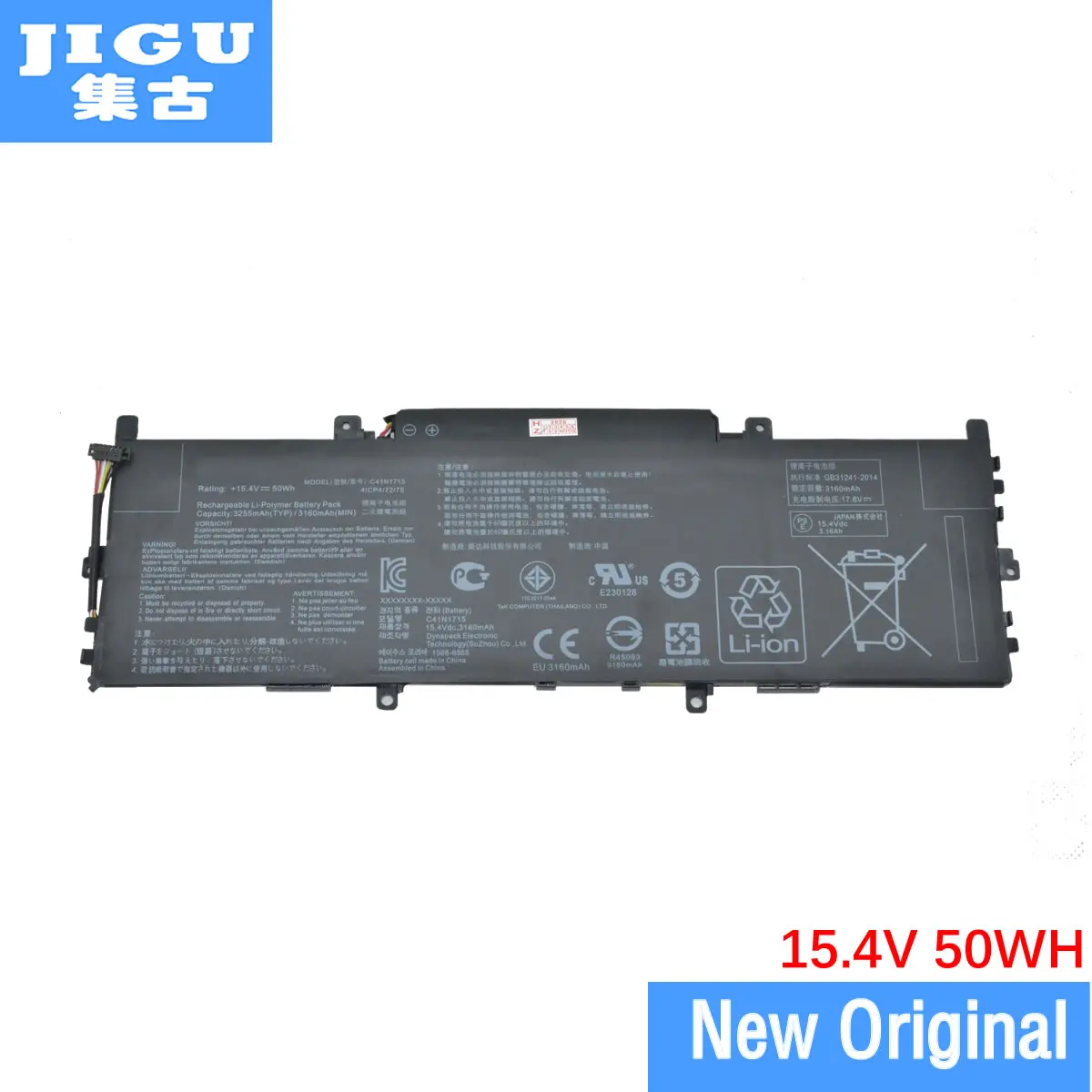 

Оригинальный аккумулятор JIGU, 15,4 в, 50 Вт/ч, 0B200-02760000, C41N1715, Аккумулятор для ноутбука Asus UX331FN, UX331UA-1B UX331UN, U3100UN