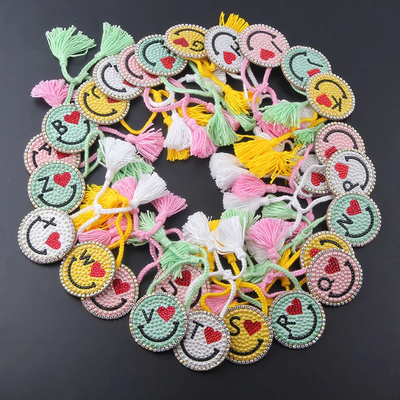 

Женский браслет со смайликом, браслет с кисточками и надписью, 935