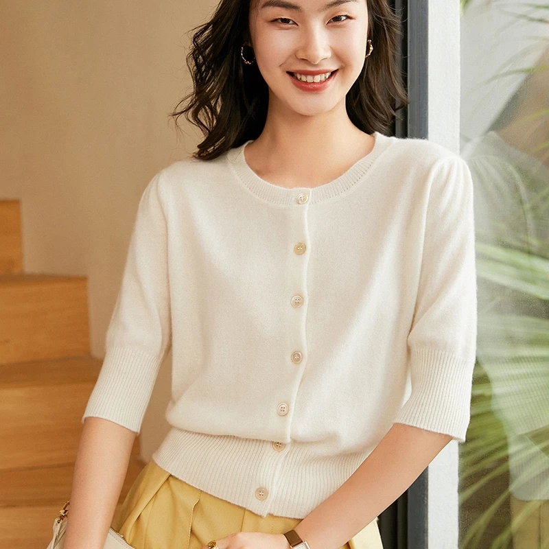 

Women's Loose Sweater Spring Autumn/Winter 100% Pure Goat Cashmere Sweater Knitted Jacket Woman Casual Basic Shirt