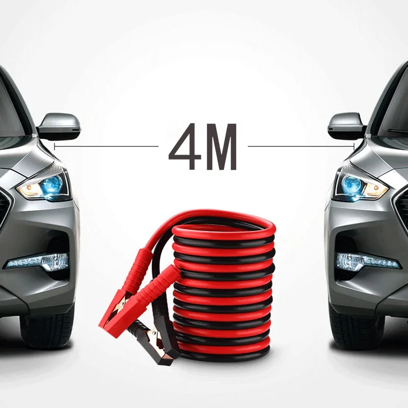 

3/4m Car Battery Cables With Displacement Below 3.0 Take The Fire Wire For Emergency, Pure Copper Clip Thicken Connection Line