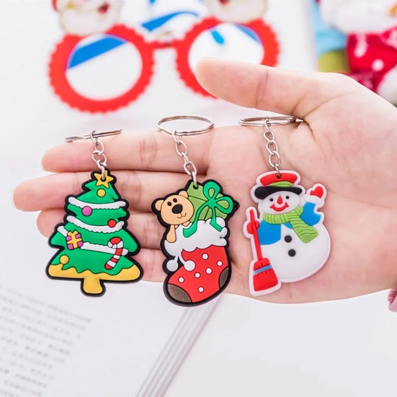 

New Mixed Colorful Christmas Series Silicone Charms Small Pendant Xmas Gifts DIY Handmade Jewelry Making Key Ring
